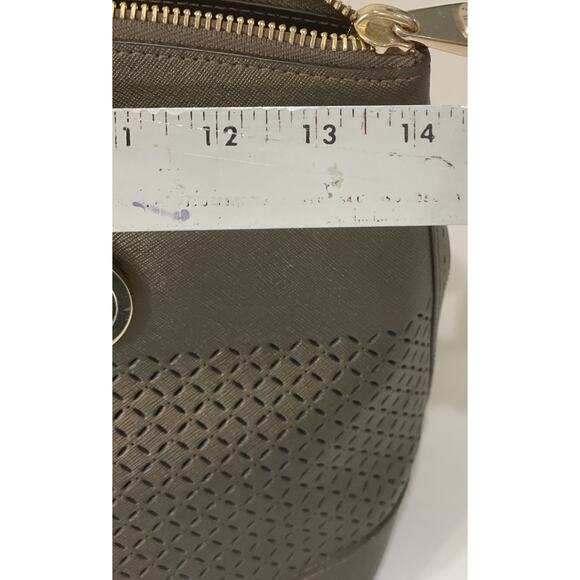 Henri Bendel WEST 57TH Large Brown Perforated Satchel Purse Gold Accents NWOT - Picture 12 of 15